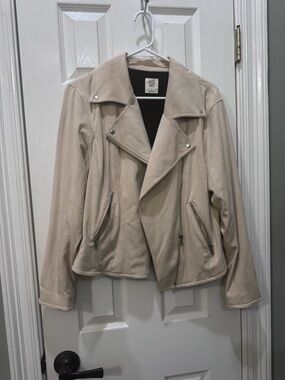 Good Hart Cream Faux Suede Moto Jacket